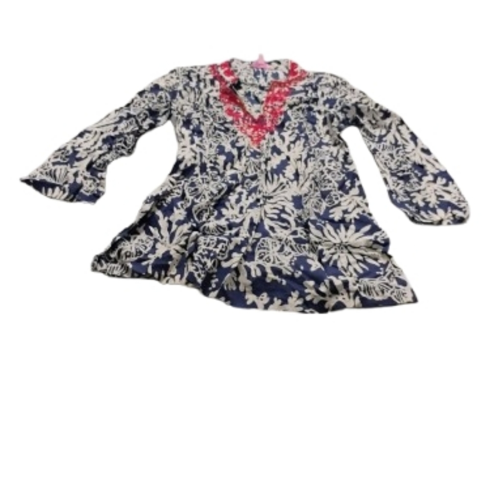 Lilly Pulitzer Bright Navy In The Groove Embellished Sarasota Top Sz M